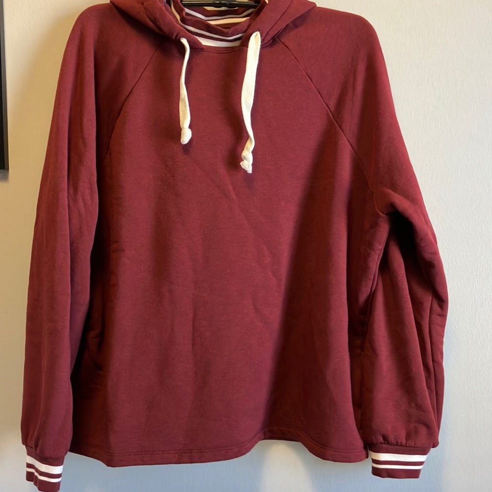 MWL Superbrushed Easygoing Hoodie Sweatshirt: Striped-Trim Edition